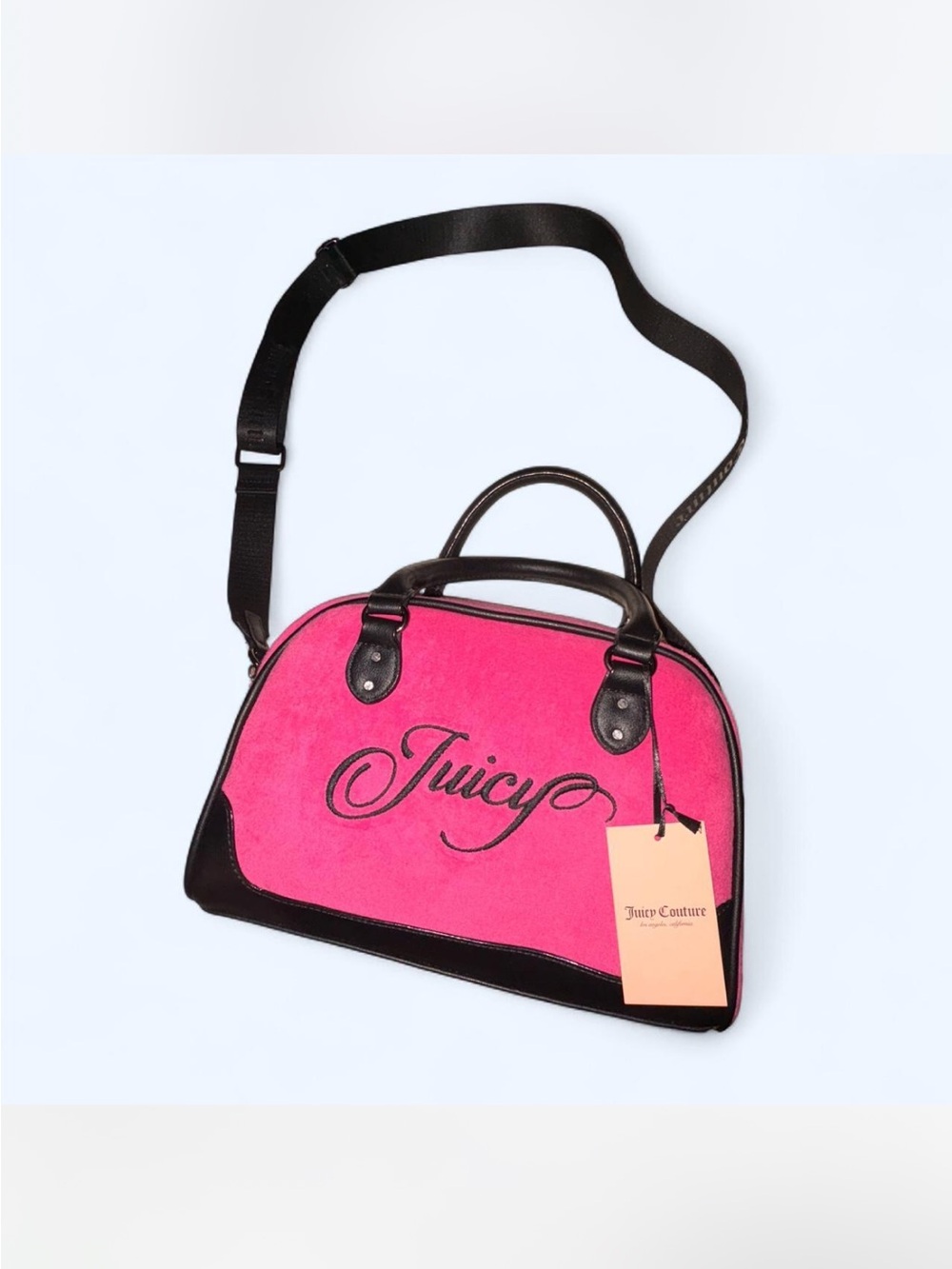 Juicy Couture Hot Pink bowler bag  with Black Trim